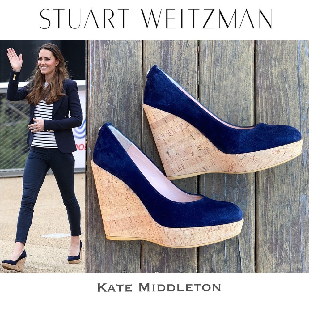 Stuart Weitzman Corkswoon Leather Wedge Pump 💙